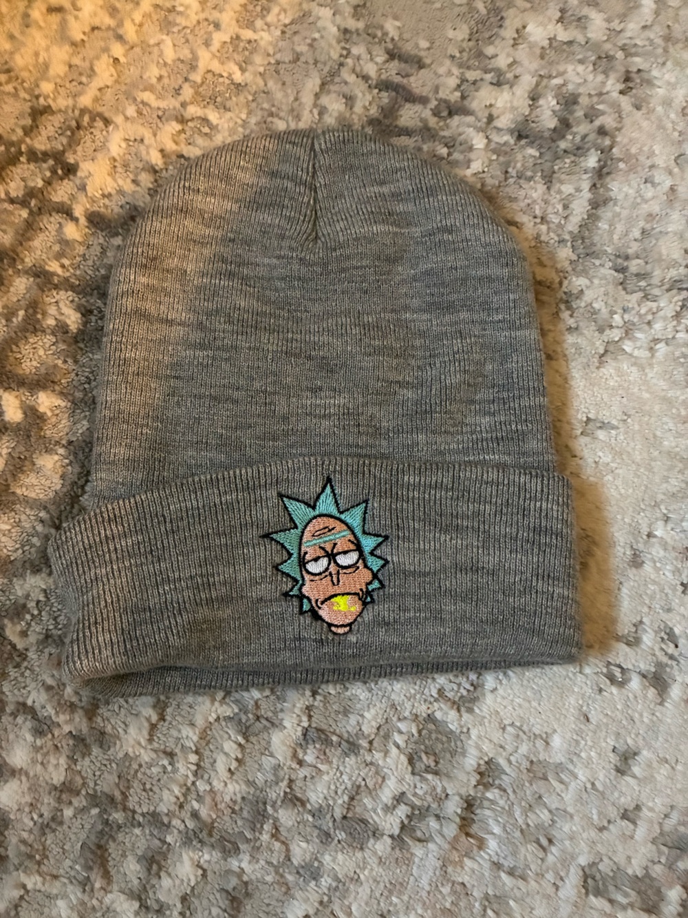 Rick and Morty Gray Beanie with Embroidered Patch